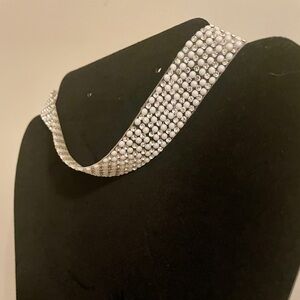 Faux Pearl and Faux Diamond Choker Necklace- handmade